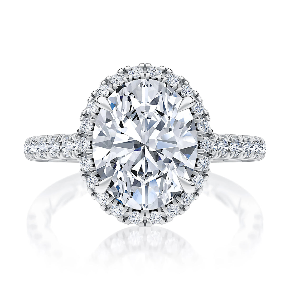 Oval Halo Pavé Diamond Engagement Ring