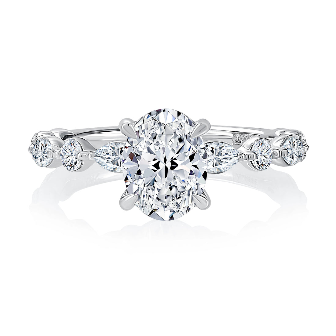 Alternating Round and Marquise Diamond Wedding Band