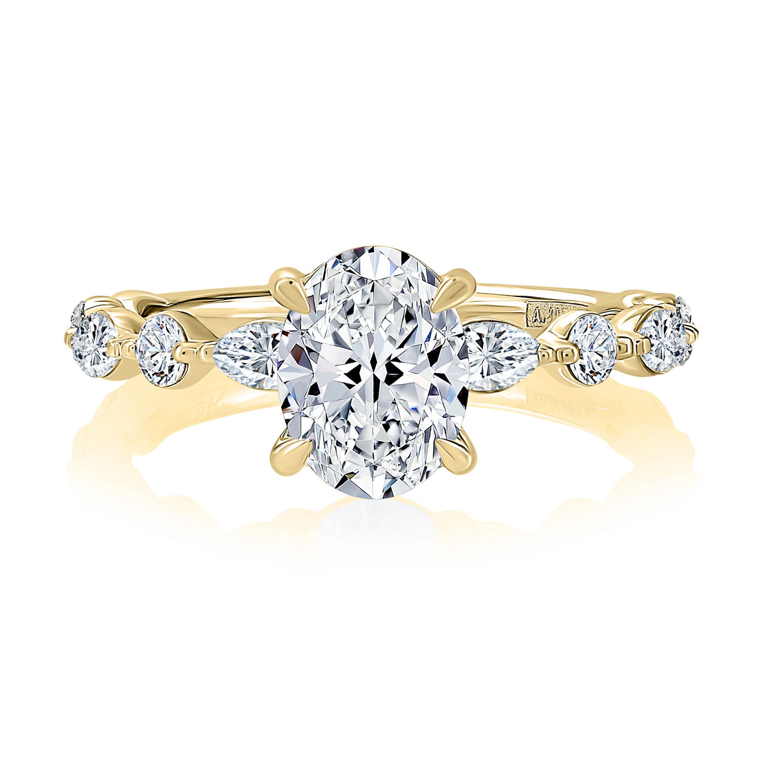 Alternating Round and Marquise Diamond Wedding Band