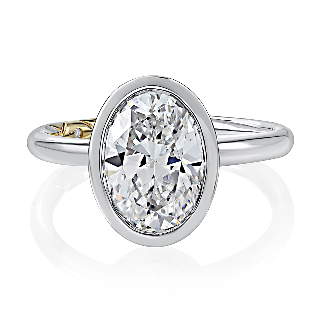 Oval Solitaire Bezel Diamond Engagement Ring
