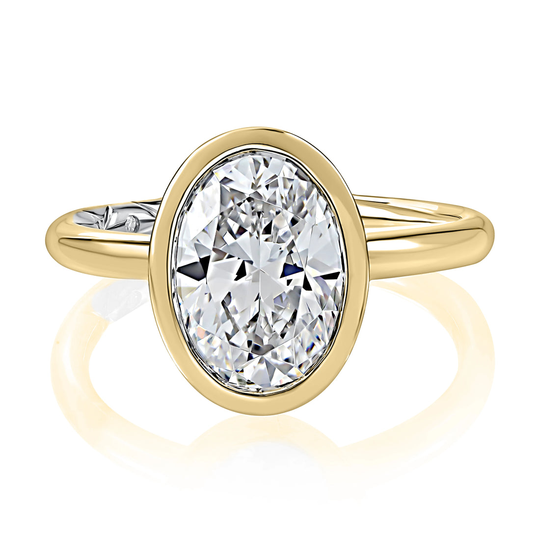 Oval Solitaire Bezel Diamond Engagement Ring