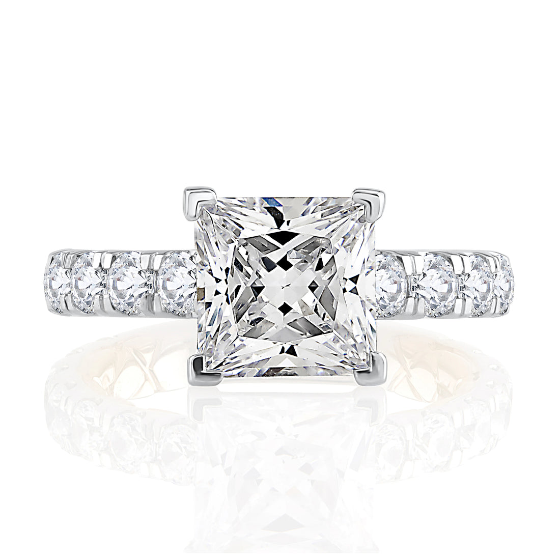 Three-Stone Pavé Diamond Engagement Ring