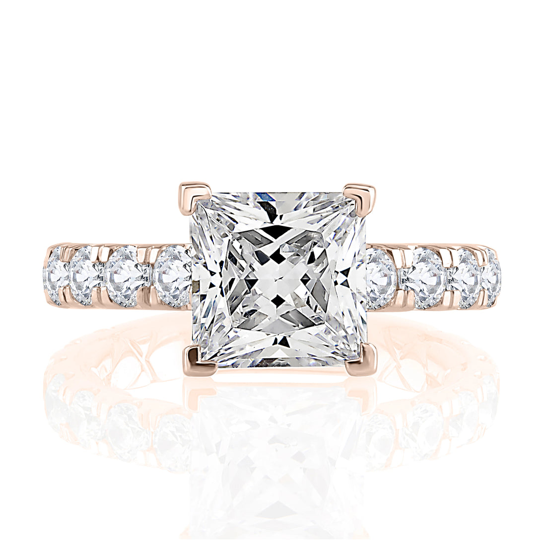 Three-Stone Pavé Diamond Engagement Ring