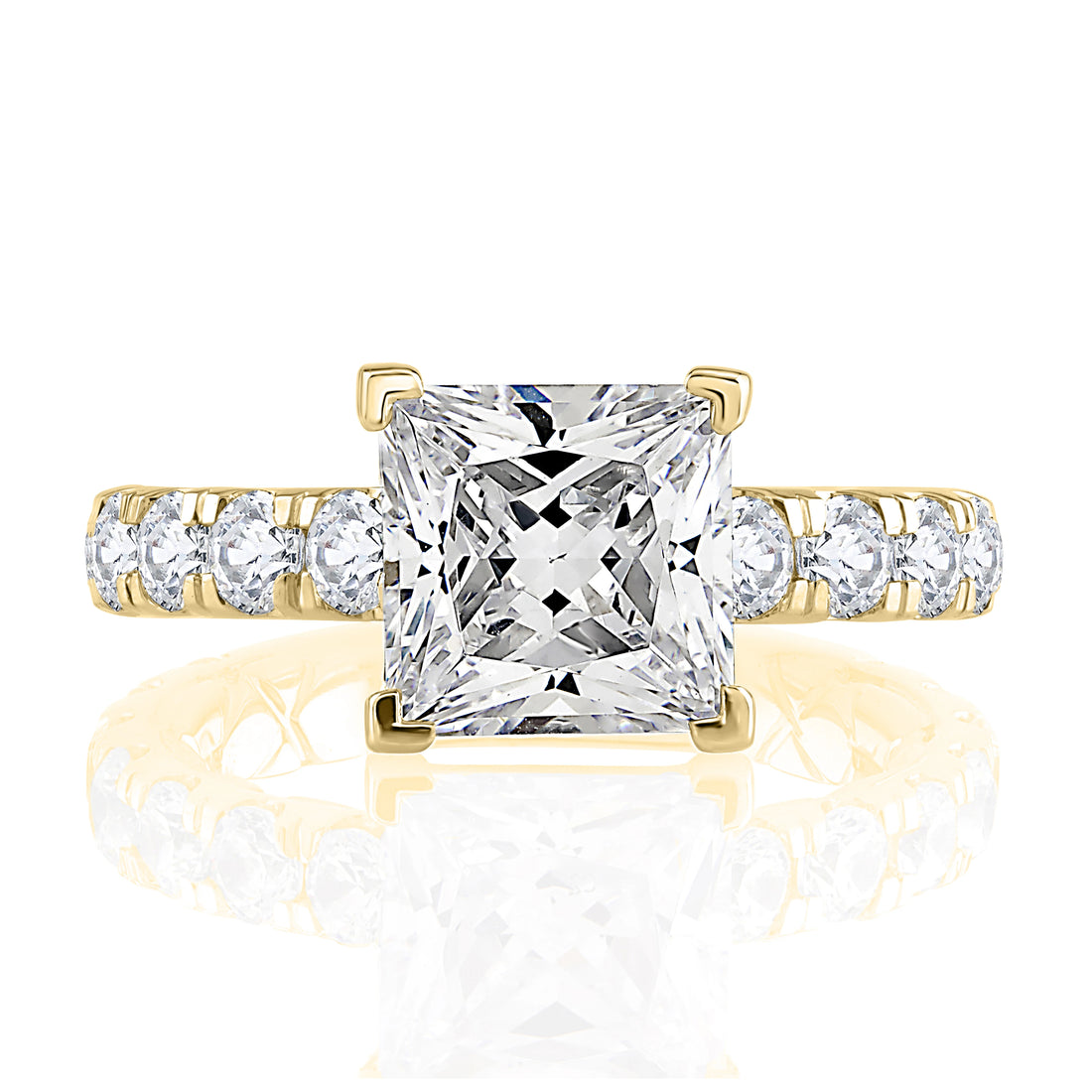Three-Stone Pavé Diamond Engagement Ring