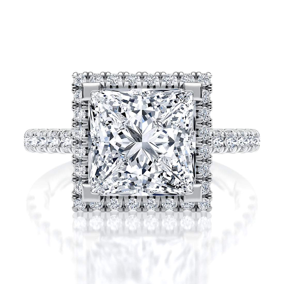 Radiant Cut Halo Pavé Diamond Engagement Ring