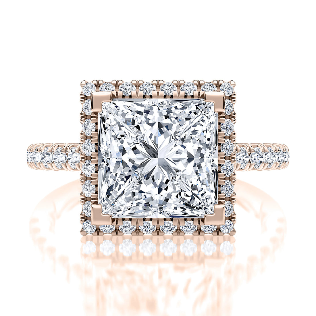 Radiant Cut Halo Pavé Diamond Engagement Ring