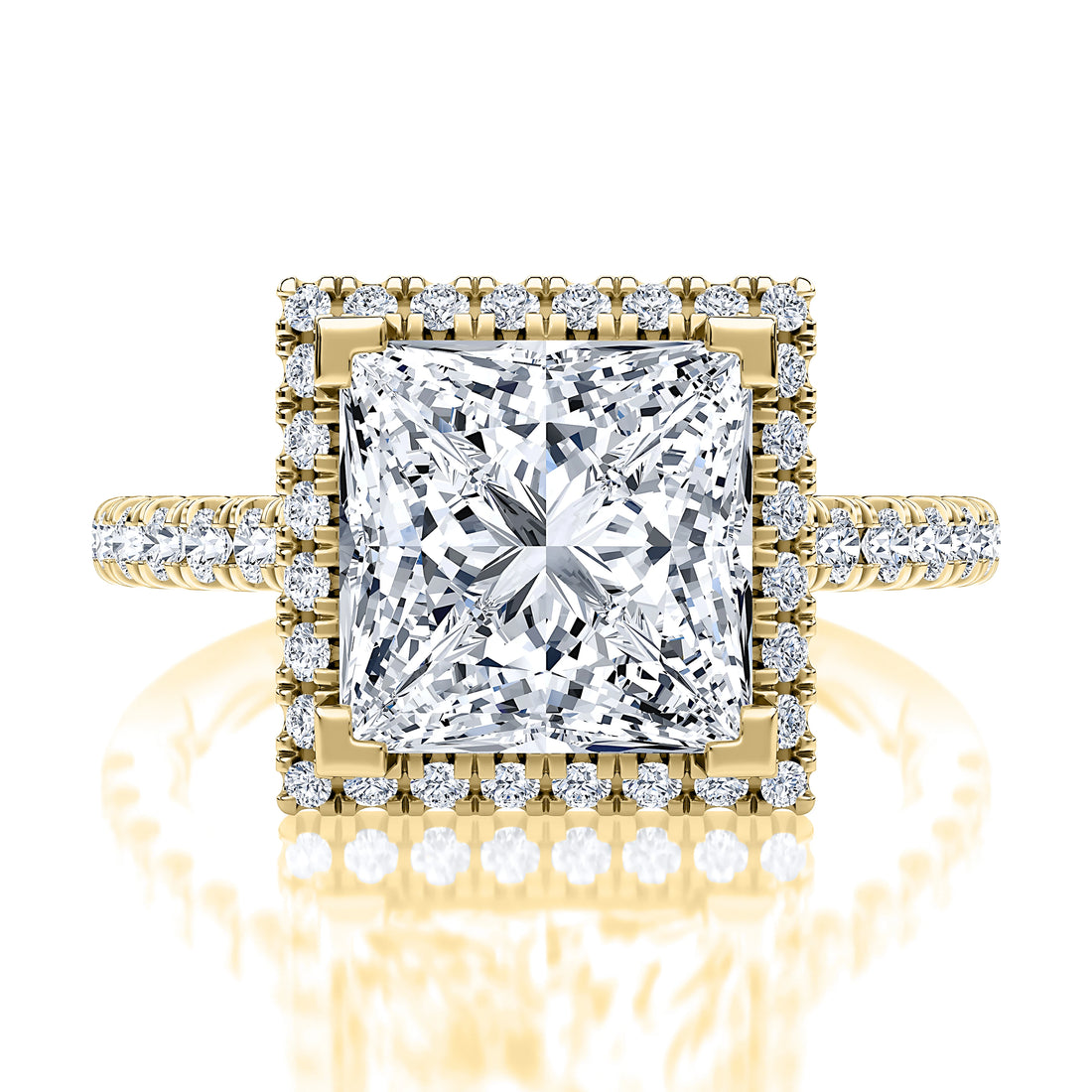 Radiant Cut Halo Pavé Diamond Engagement Ring