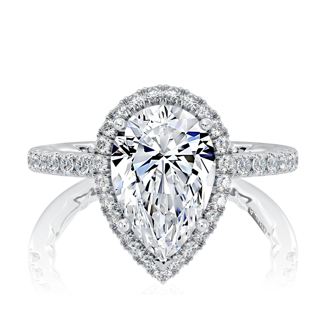 Pear Shape Halo Diamond Engagement Ring