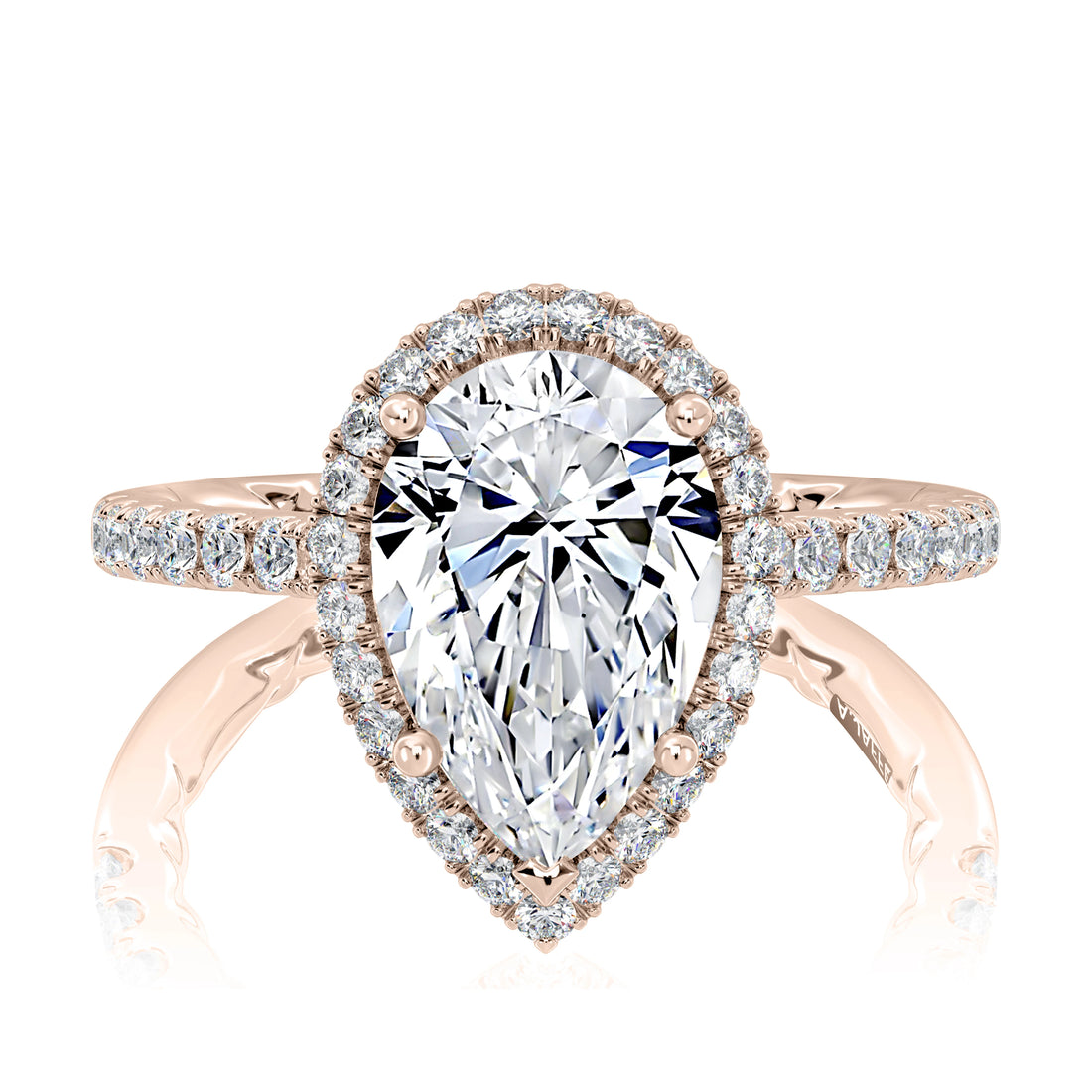 Pear Shape Halo Diamond Engagement Ring