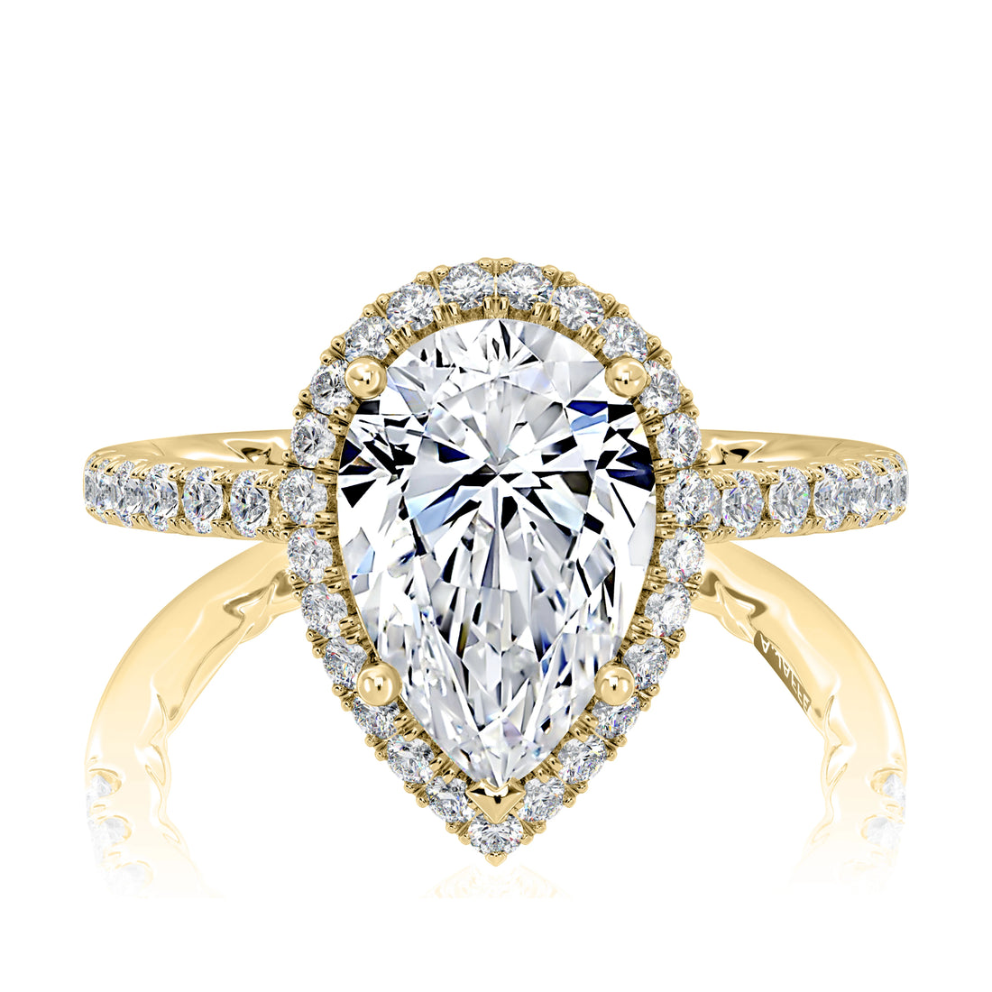 Pear Shape Halo Diamond Engagement Ring