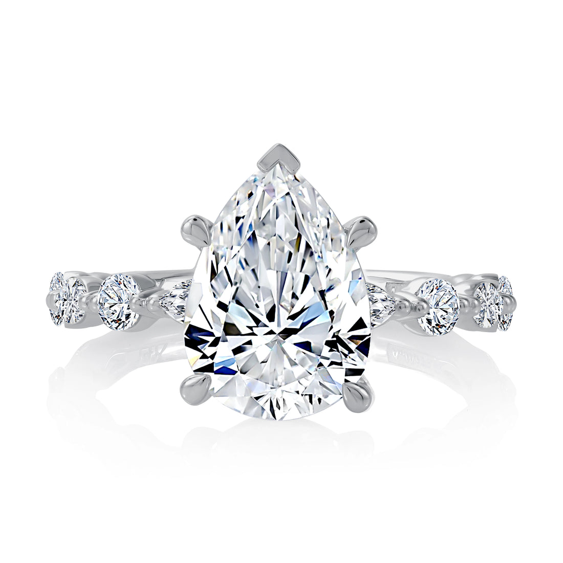 Alternating Round and Marquise Diamond Wedding Band