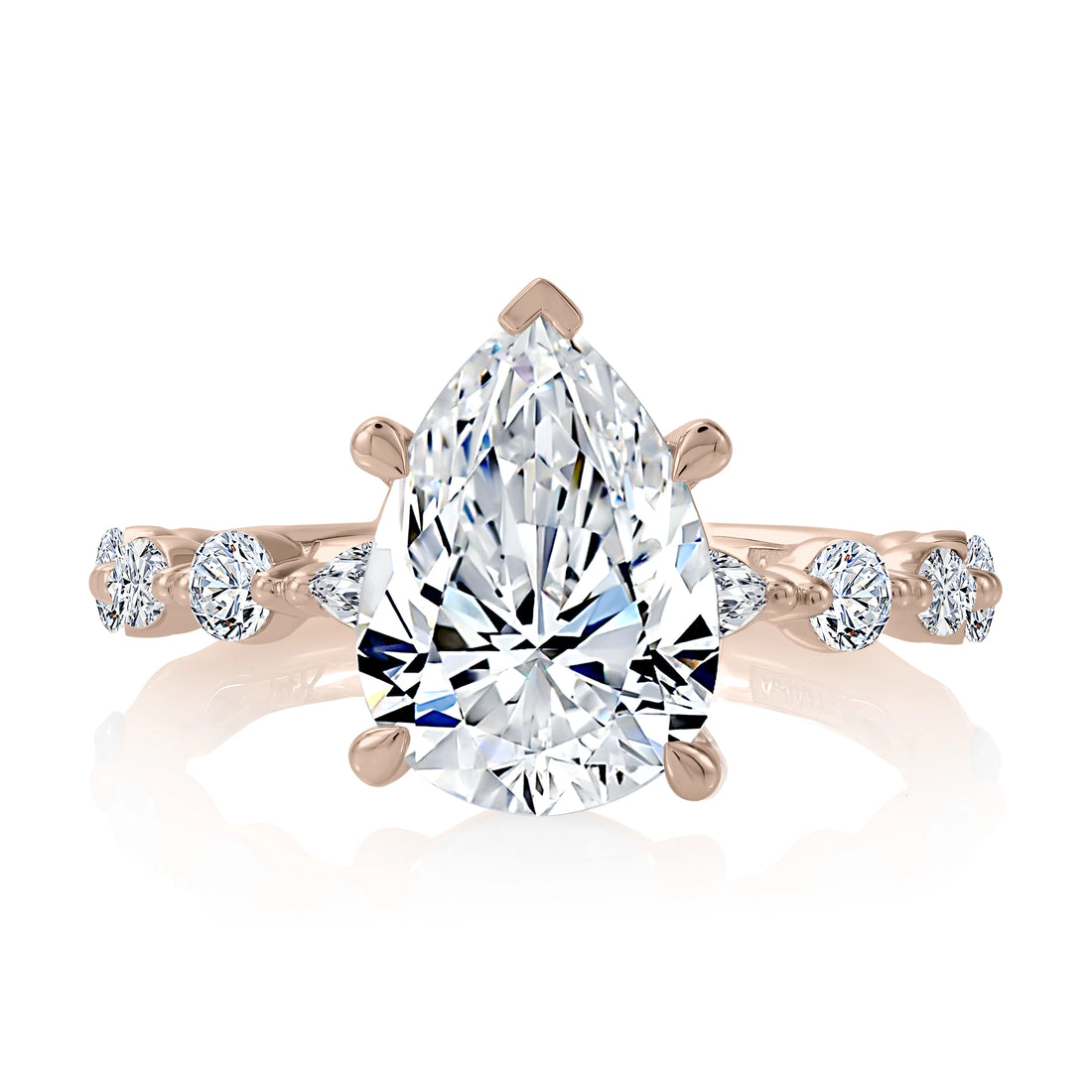 Alternating Round and Marquise Diamond Wedding Band