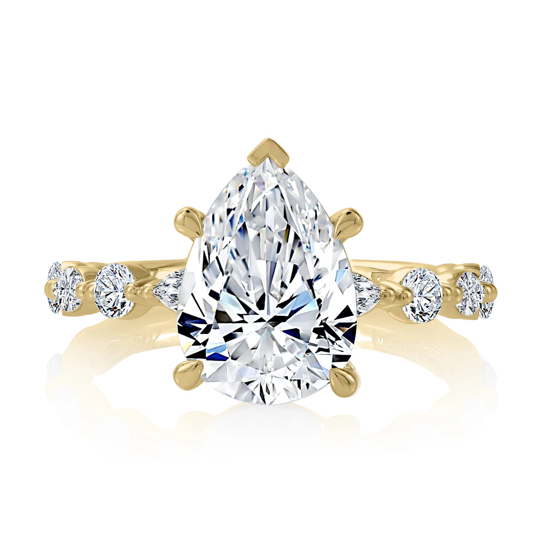 Alternating Round and Marquise Diamond Wedding Band