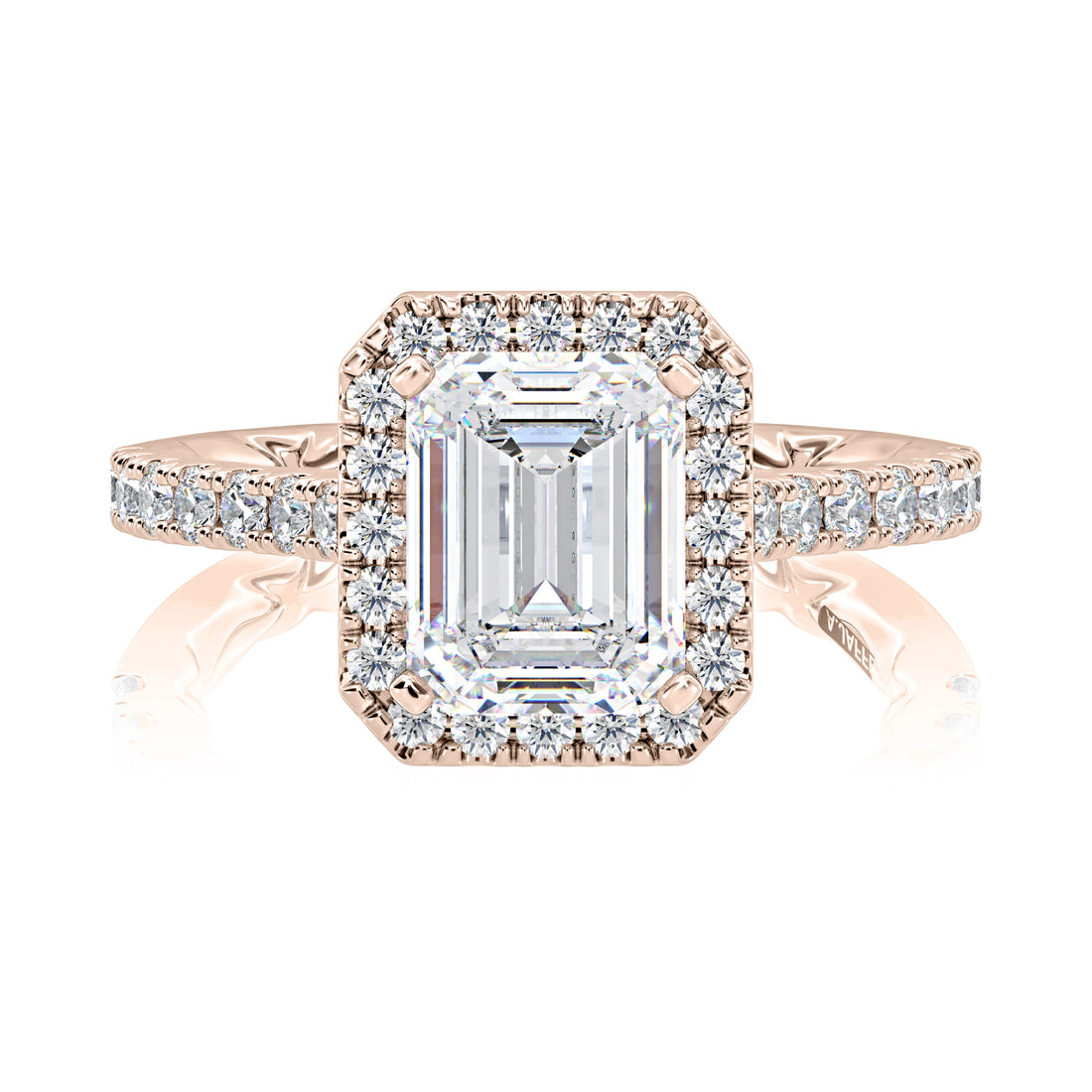 Emerald Cut Halo Pavé Diamond Engagement Ring