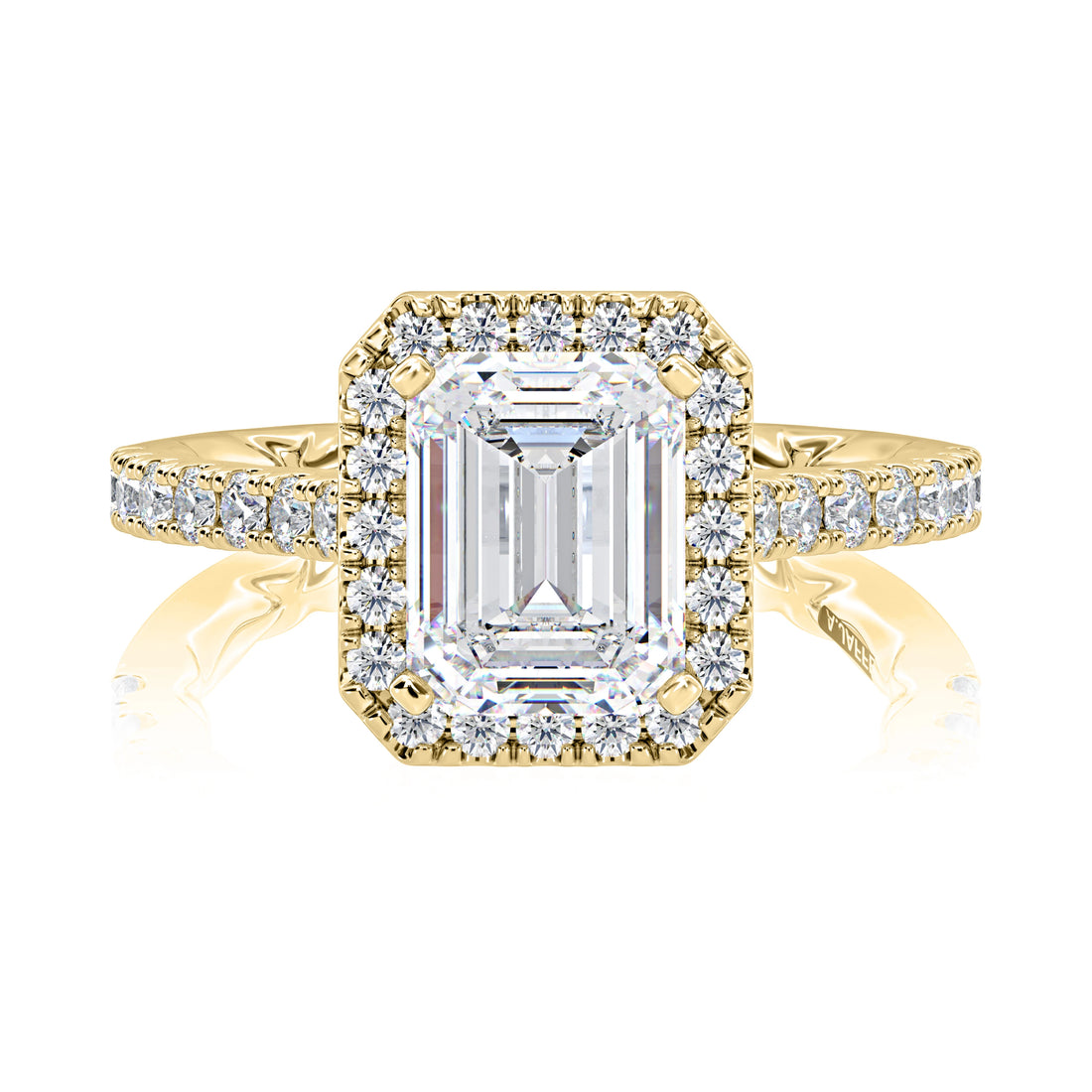 Emerald Cut Halo Pavé Diamond Engagement Ring