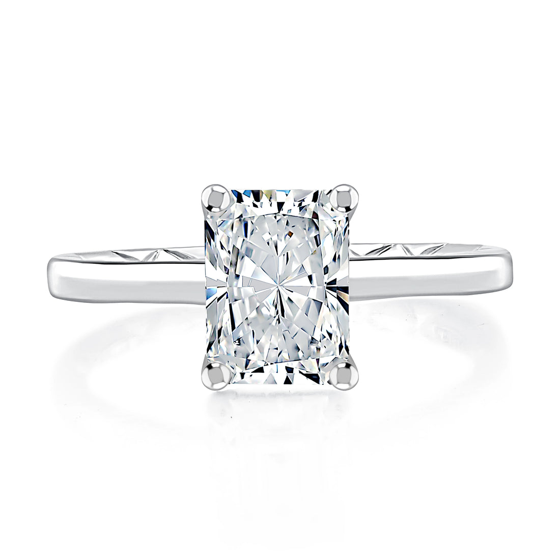 Radiant Cut Solitaire Peek-A-Boo Diamond Pavé Diamond Engagement Ring