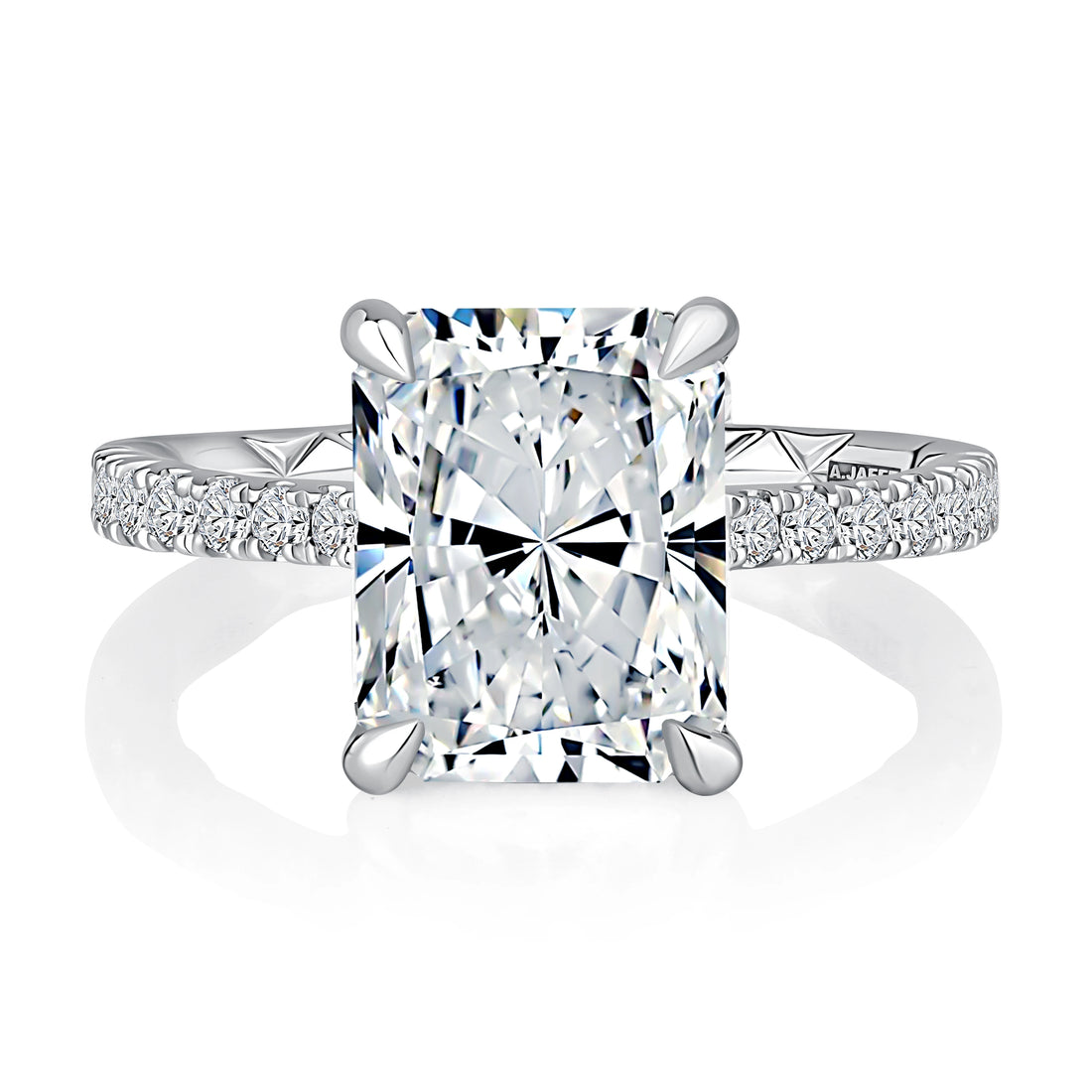 Radiant Cut Hidden Halo Pavé Diamond Engagement Ring