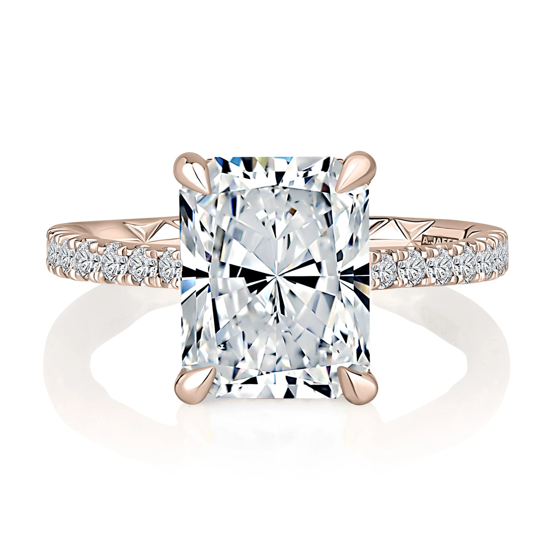 Radiant Cut Hidden Halo Pavé Diamond Engagement Ring