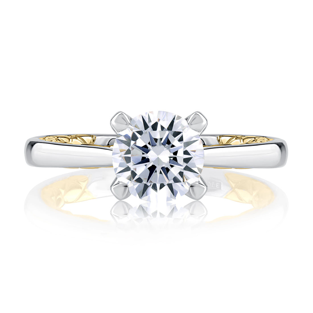 Two-Tone Round Solitaire Diamond Engagement Ring