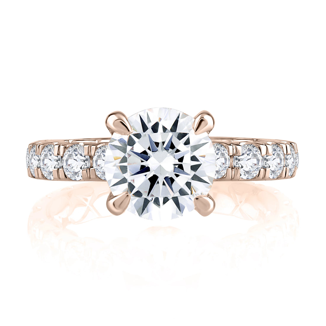 Two-Tone Round Pavé Diamond Engagement Ring