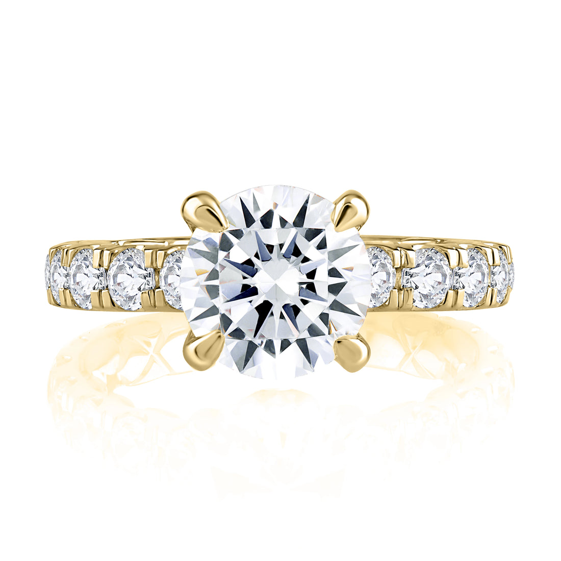Two-Tone Round Pavé Diamond Engagement Ring