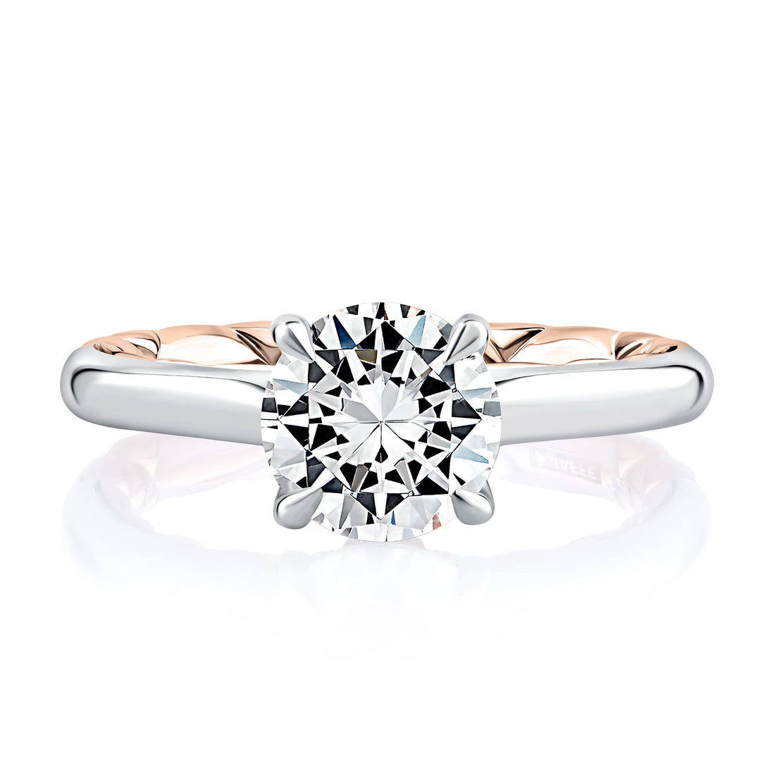 Two-Tone Round Solitaire Four-Prong Diamond Engagement Ring