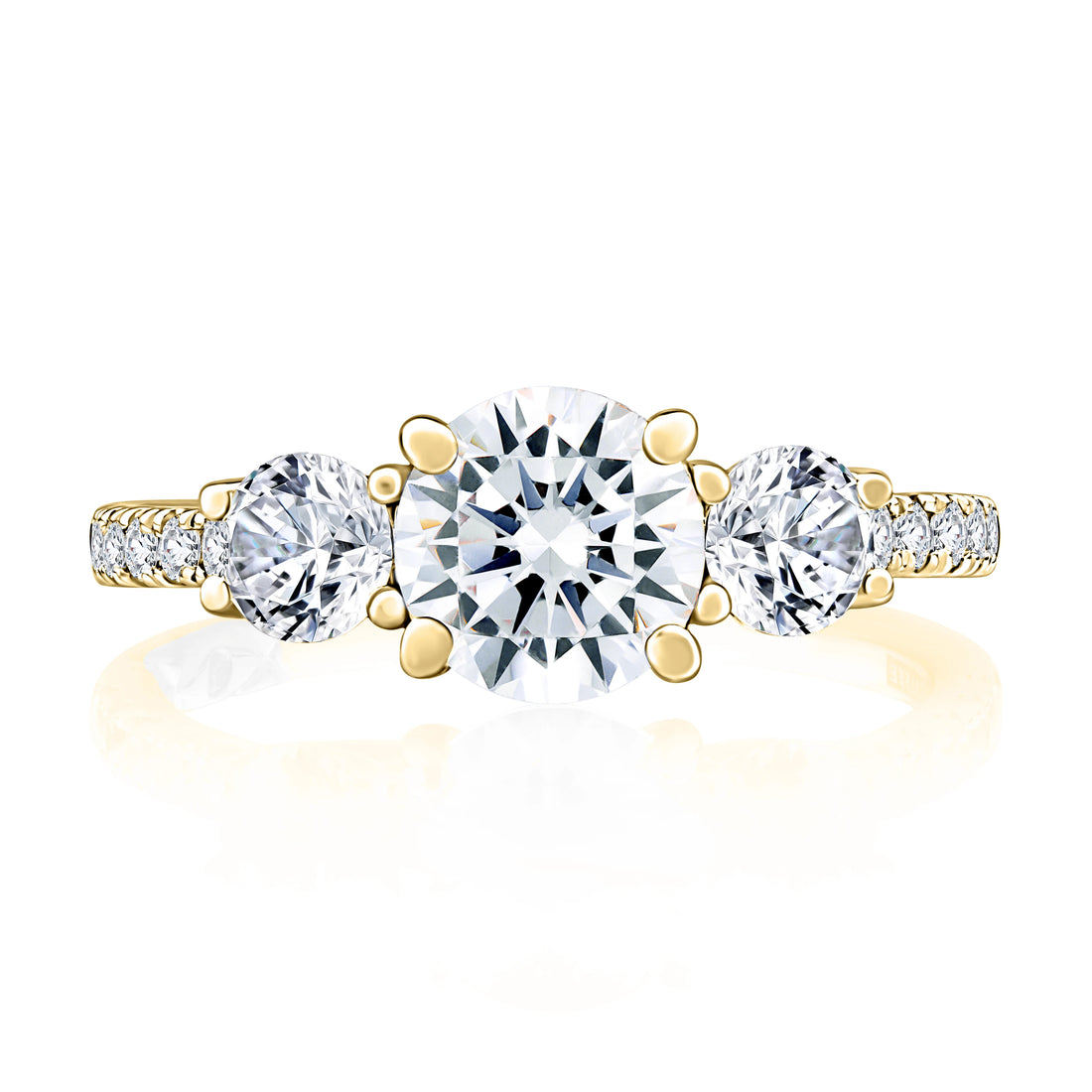 Three-Stone Trellis Pavé Diamond Engagement Ring