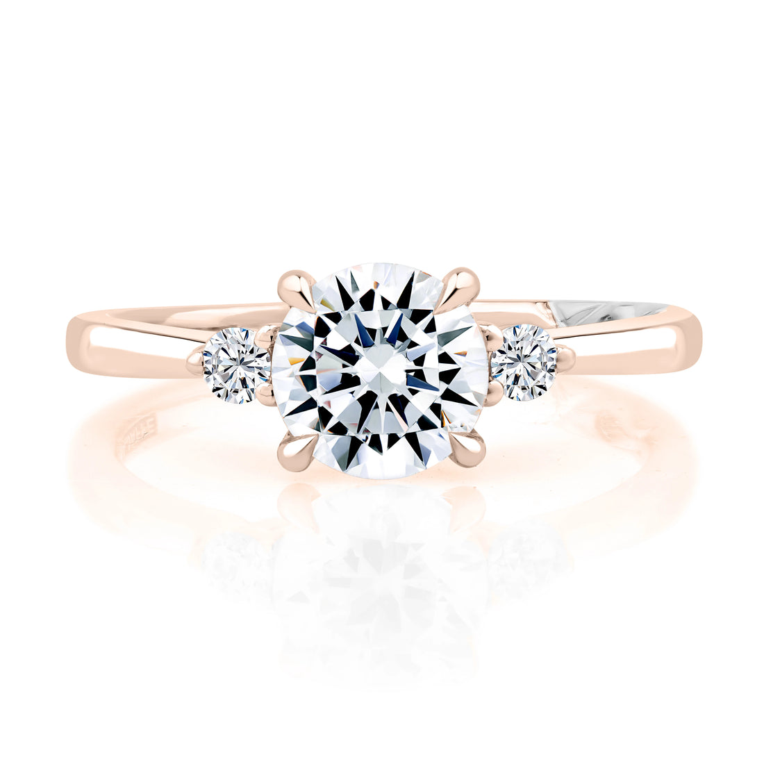 Round Three-Stone Diamond Engagement Ring