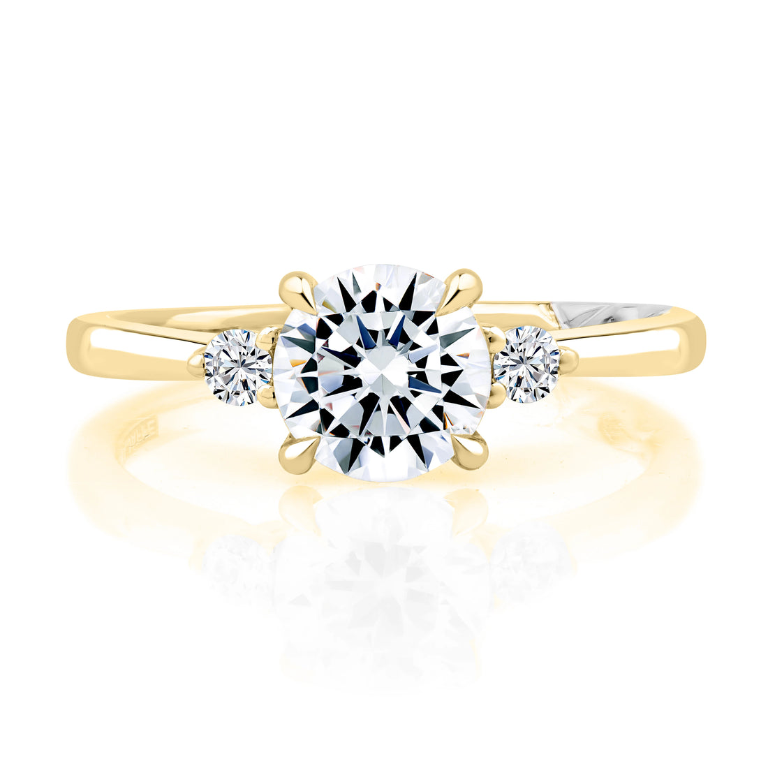 Round Three-Stone Diamond Engagement Ring