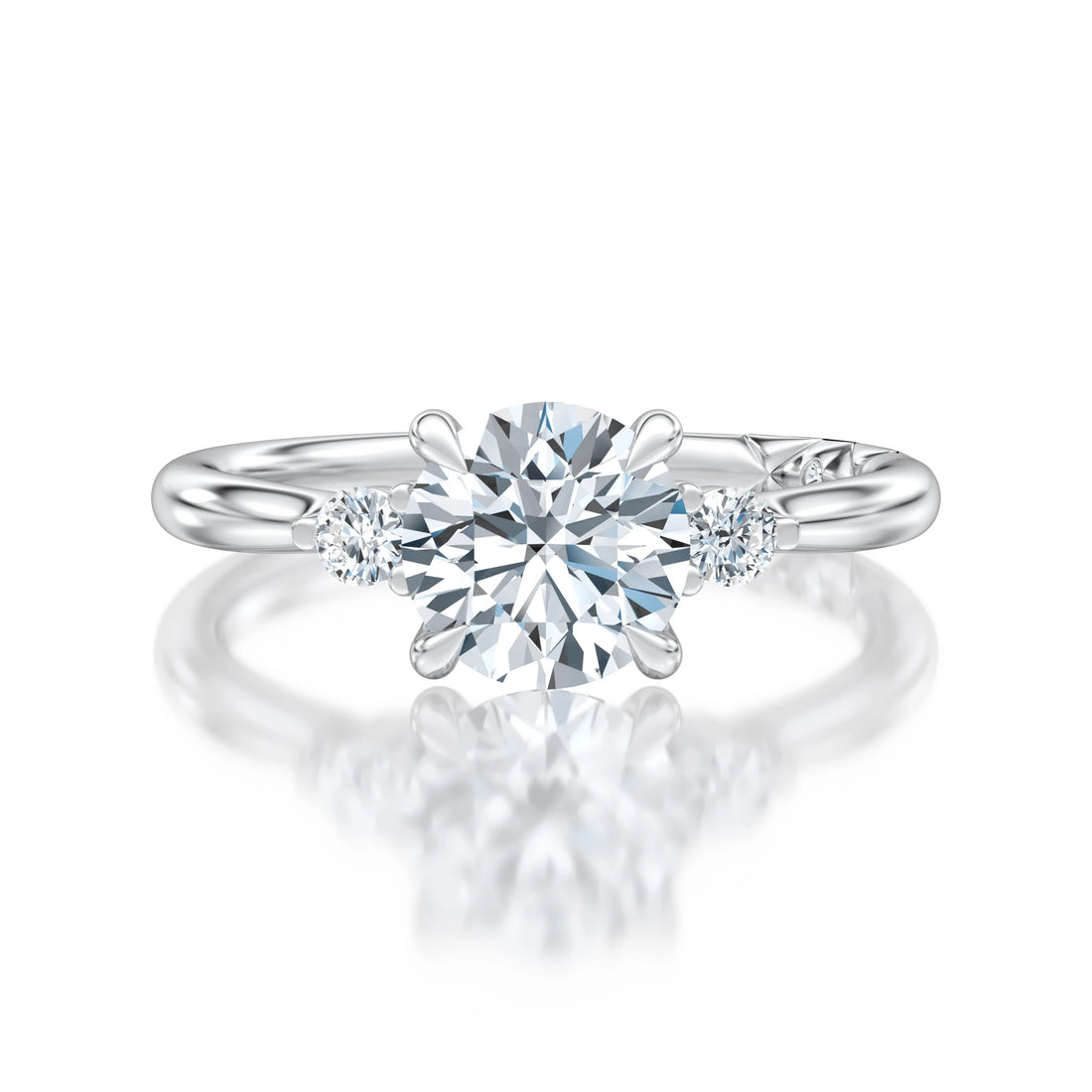 Round Three-Stone Diamond Engagement Ring
