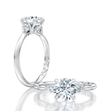 Round Three-Stone Diamond Engagement Ring