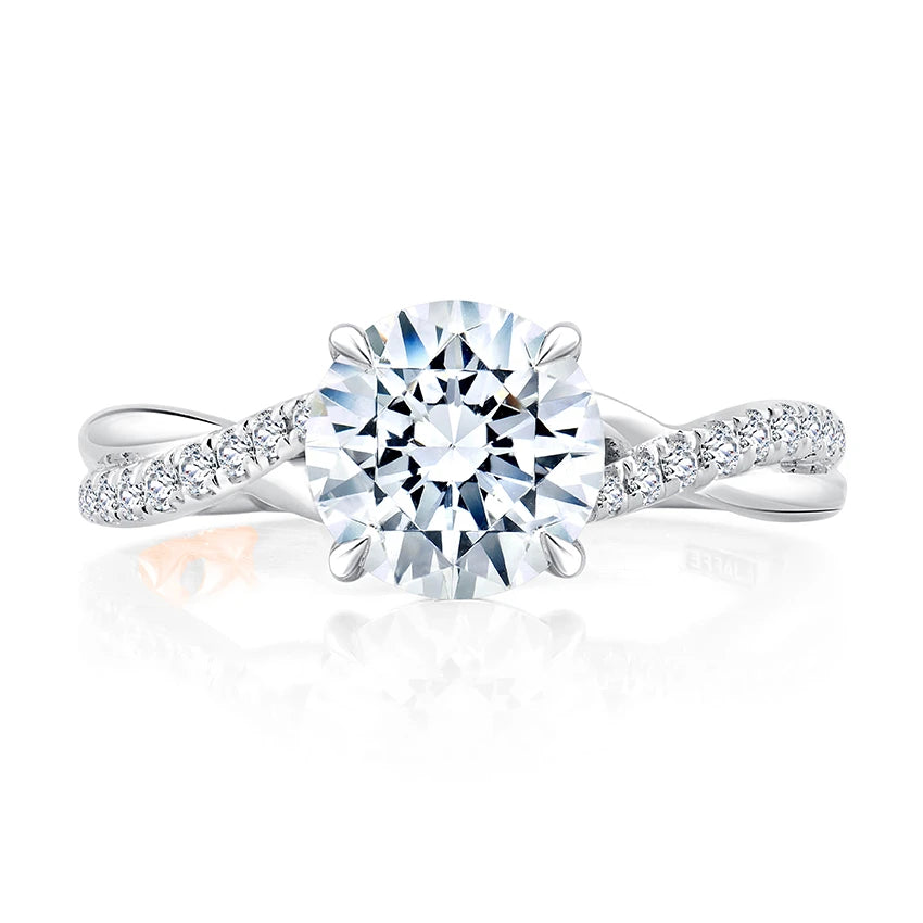 Round Split-Shank Diamond Engagement Ring