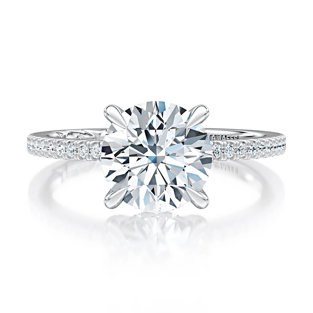 Round Hidden Halo Split-Shank Pavé Diamond Engagement Ring