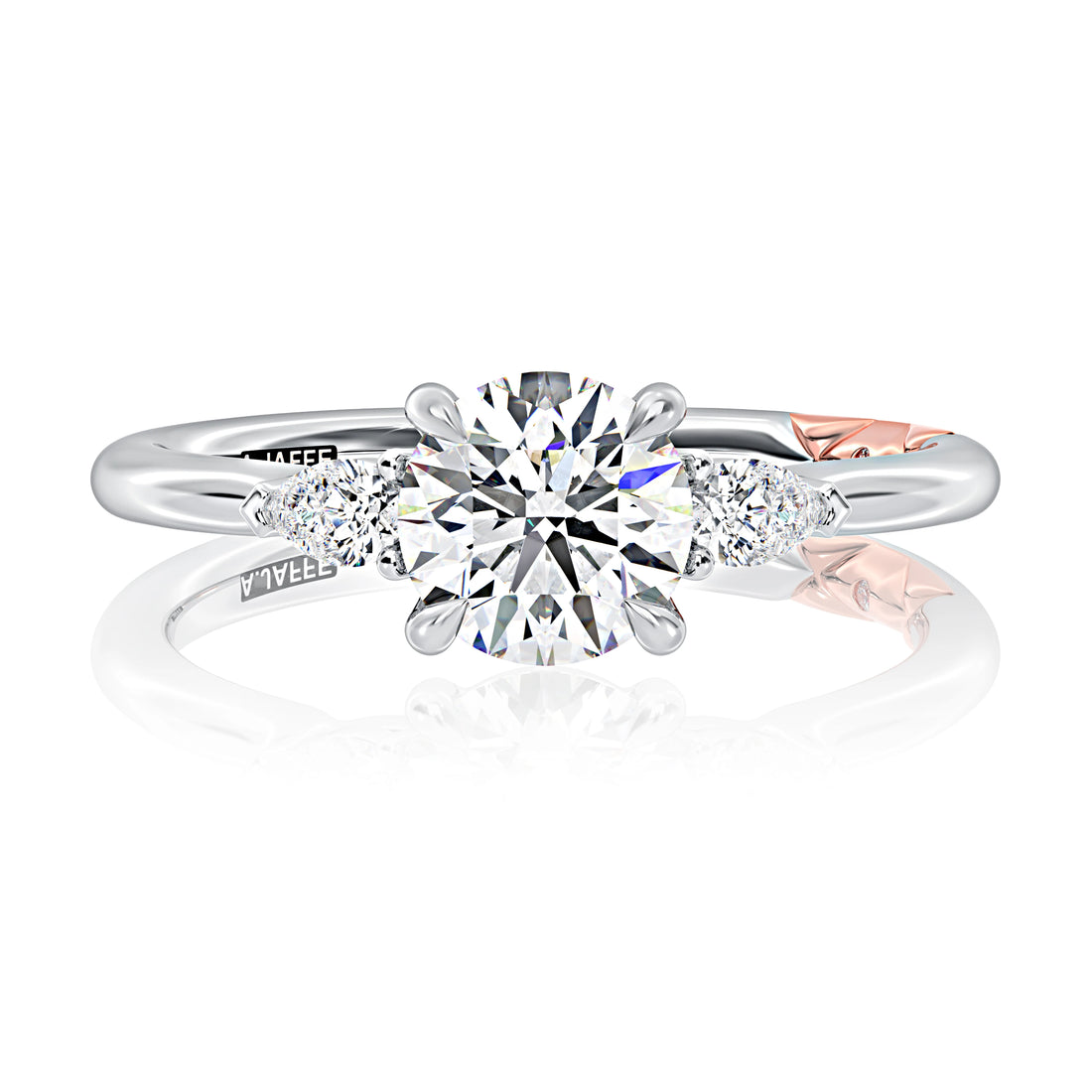 Round Three-Stone Diamond Engagement Ring