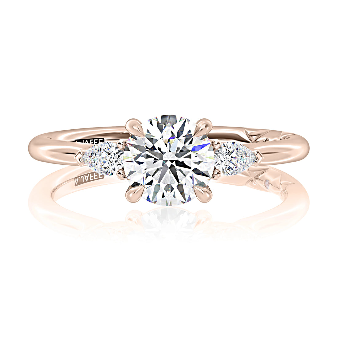 Round Three-Stone Diamond Engagement Ring