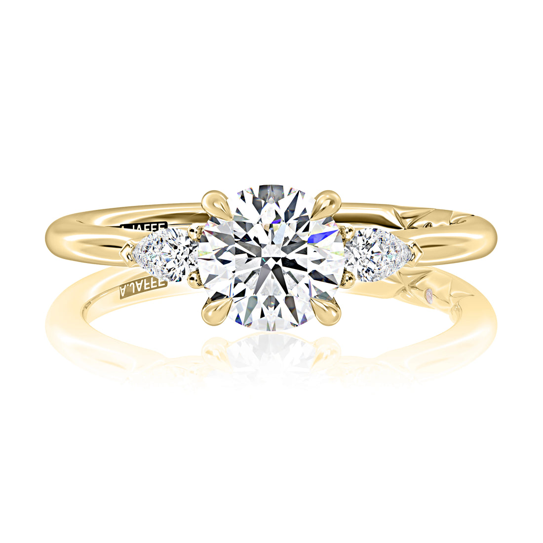 Round Three-Stone Diamond Engagement Ring