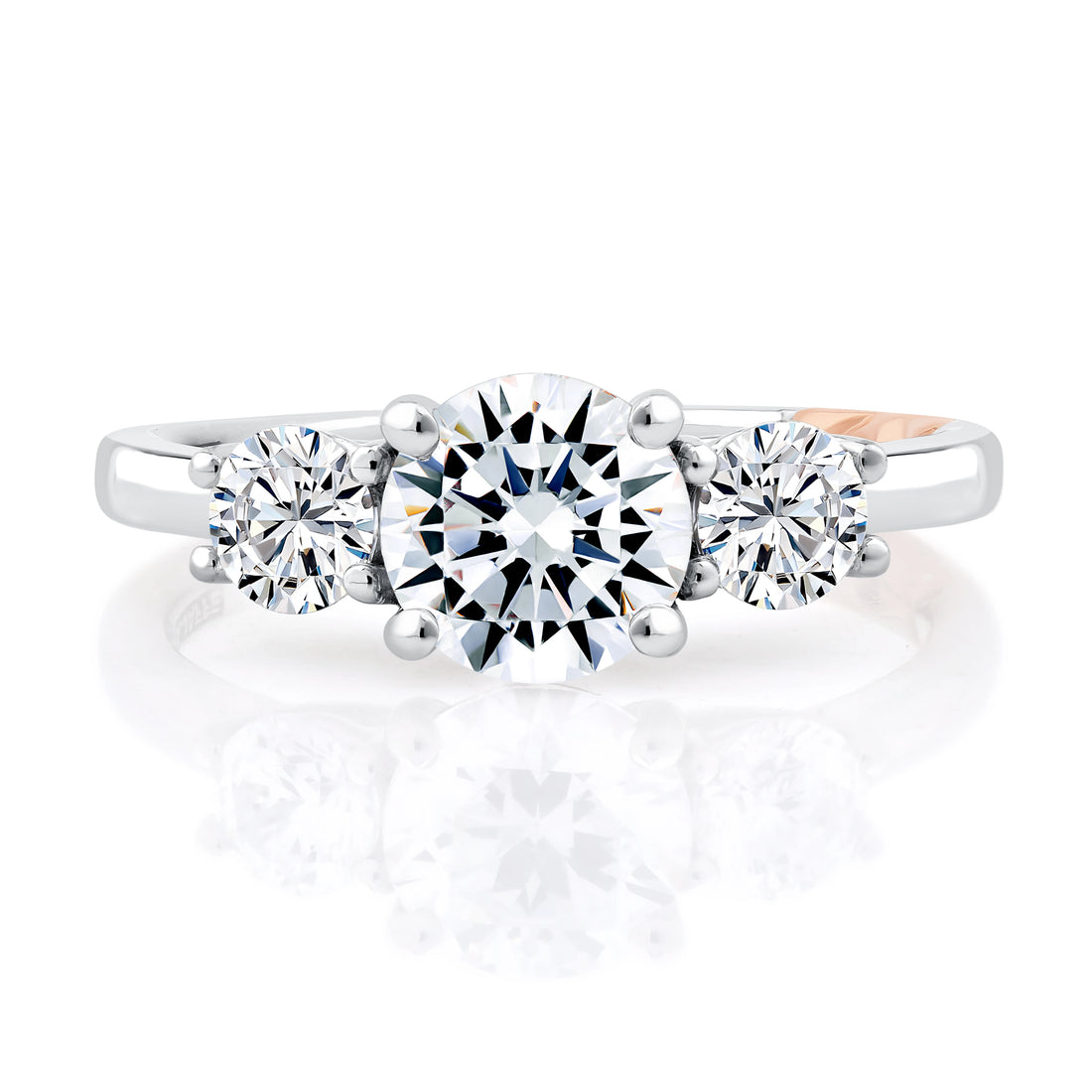 Round Three-Stone Trellis Diamond Engagement Ring