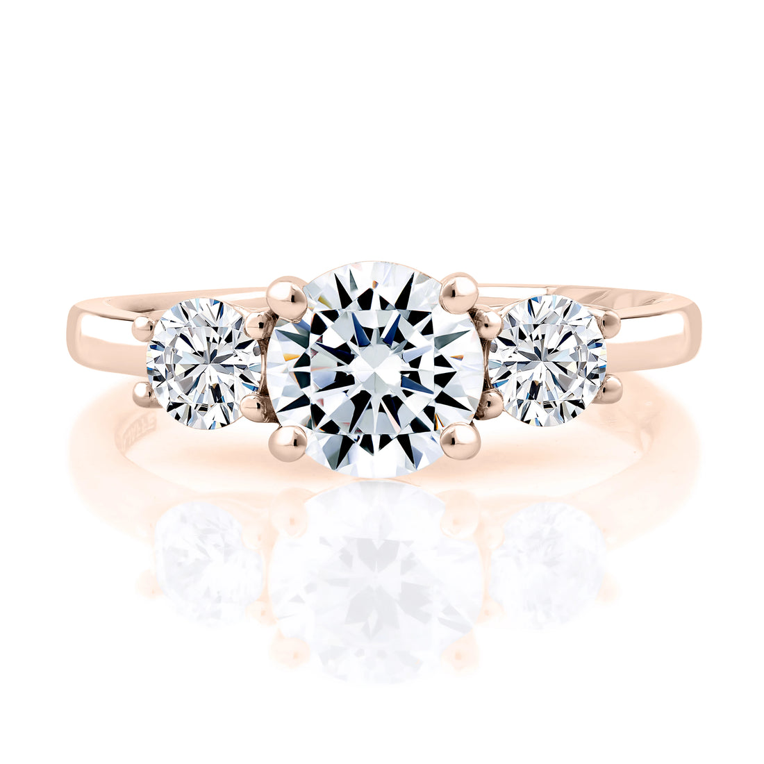 Round Three-Stone Trellis Diamond Engagement Ring