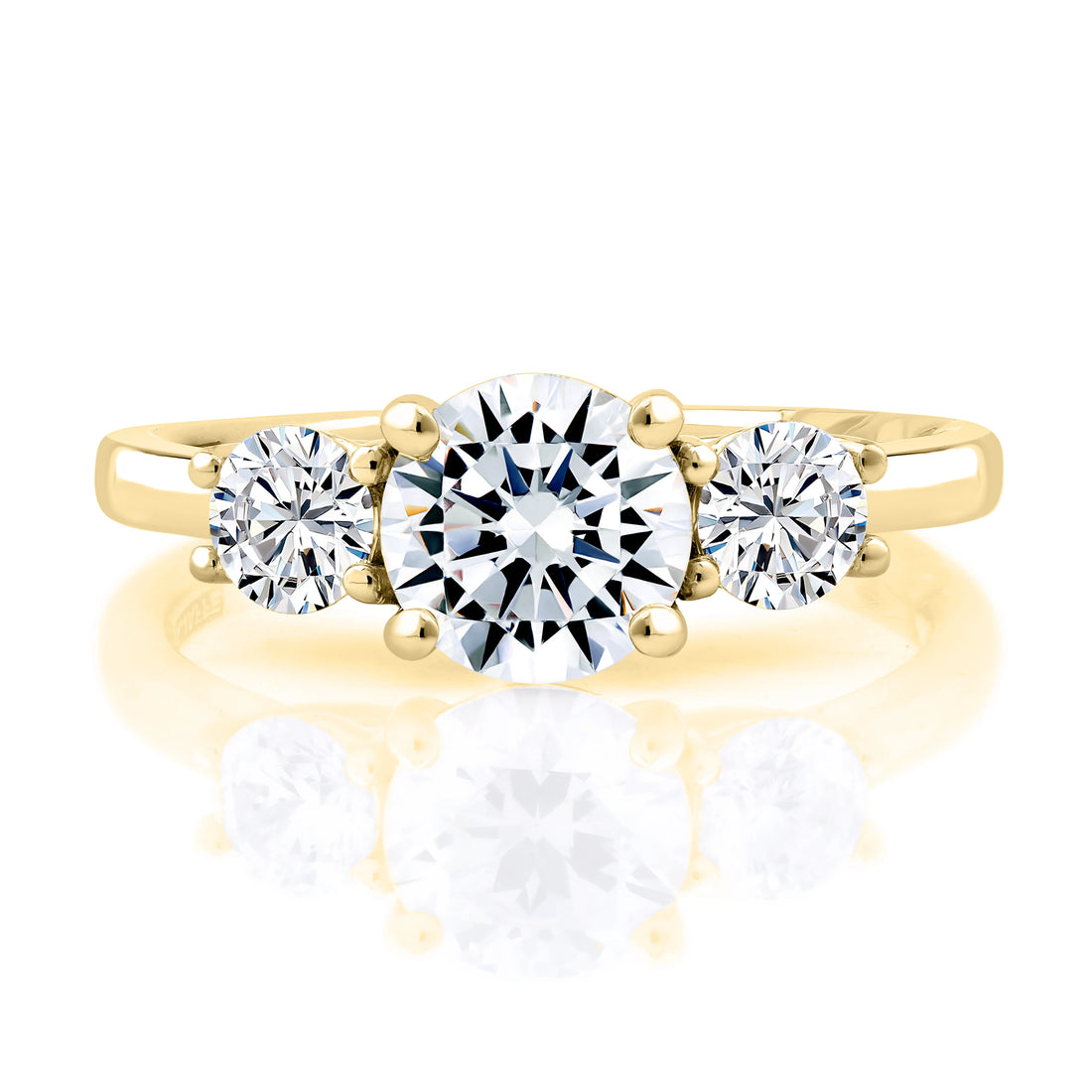Round Three-Stone Trellis Diamond Engagement Ring