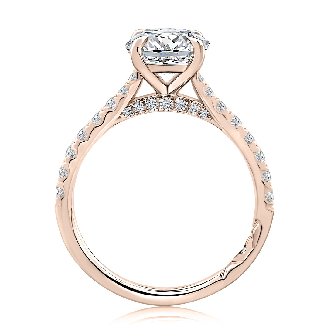 Round Peek-A-Boo Diamond Four-Prong Pavé Diamond Engagement Ring