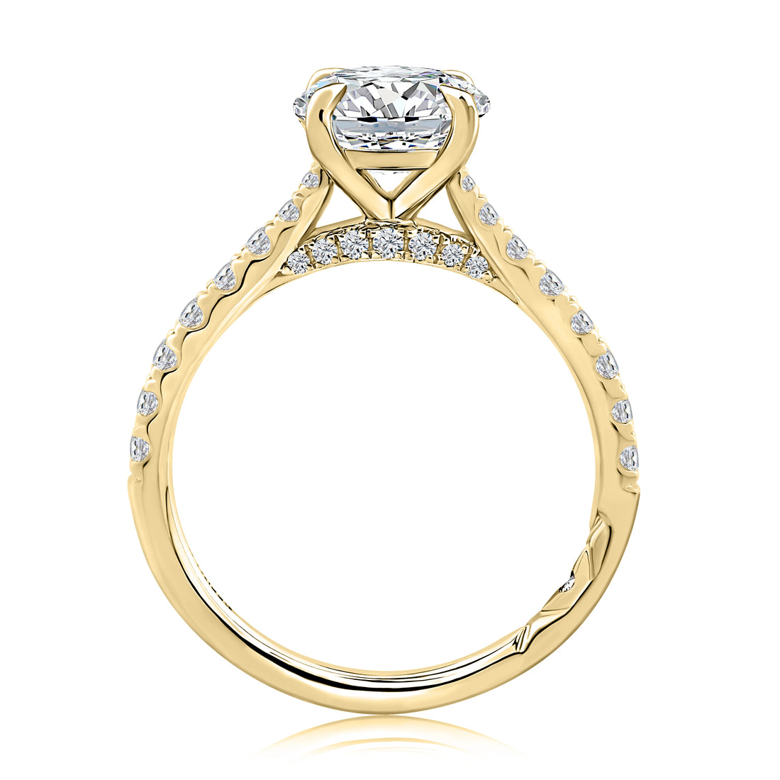 Round Peek-A-Boo Diamond Four-Prong Pavé Diamond Engagement Ring