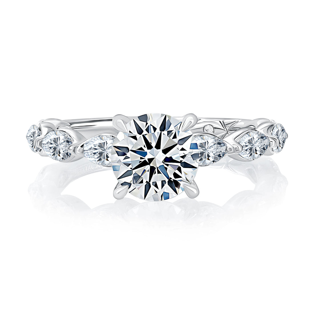 Round Twist Four-Prong Pavé Diamond Engagement Ring