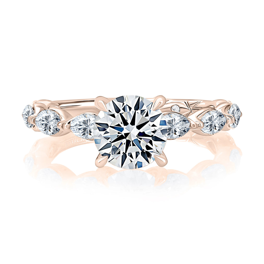 Round Twist Four-Prong Pavé Diamond Engagement Ring