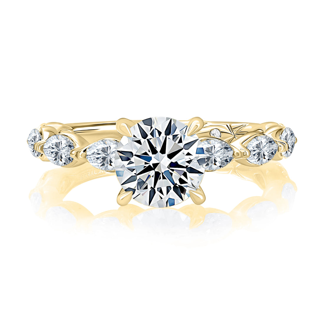 Round Twist Four-Prong Pavé Diamond Engagement Ring