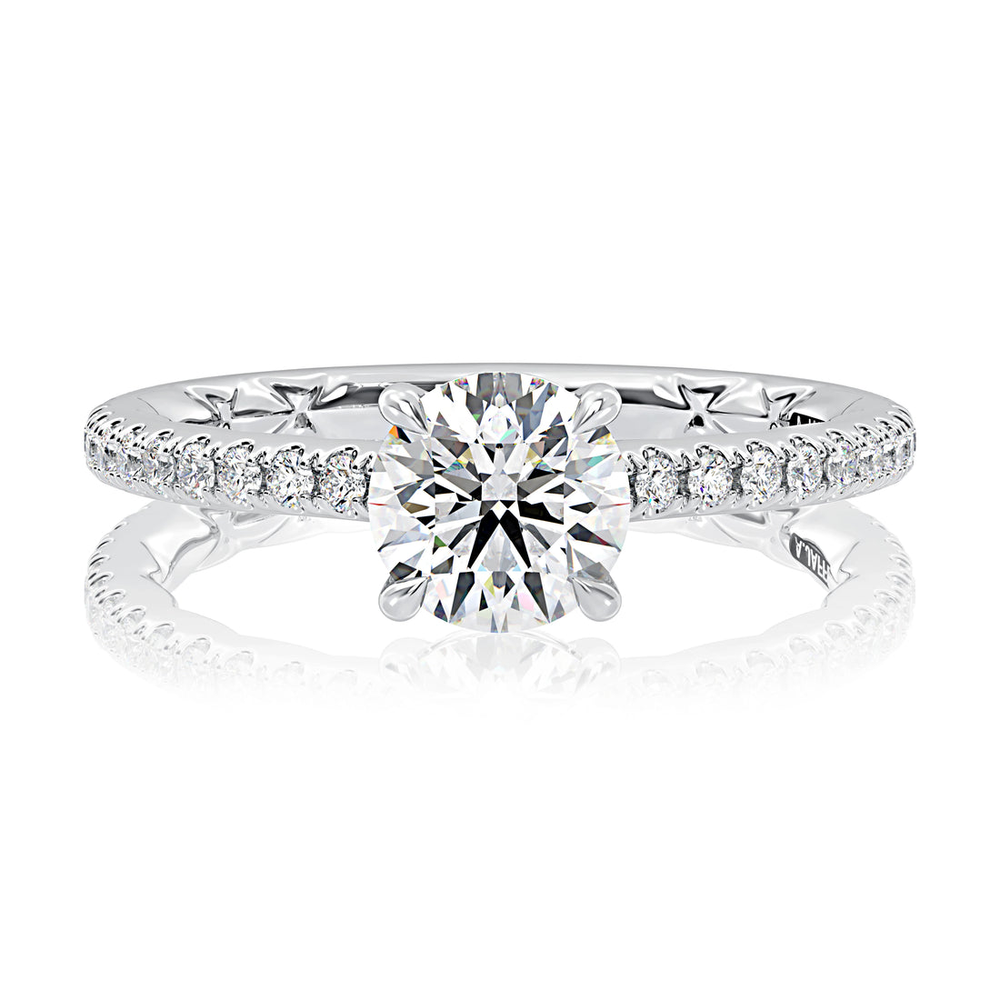 Round Hidden Halo Solitaire Bezel Pavé Diamond Engagement Ring