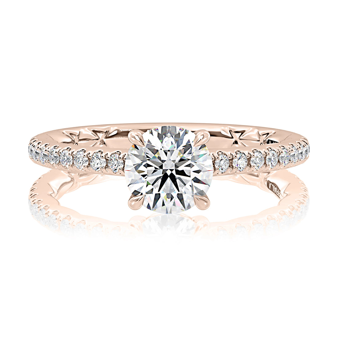 Round Hidden Halo Solitaire Bezel Pavé Diamond Engagement Ring