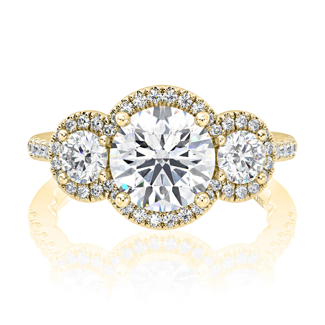 Round Three-Stone Diamond Engagement Ring