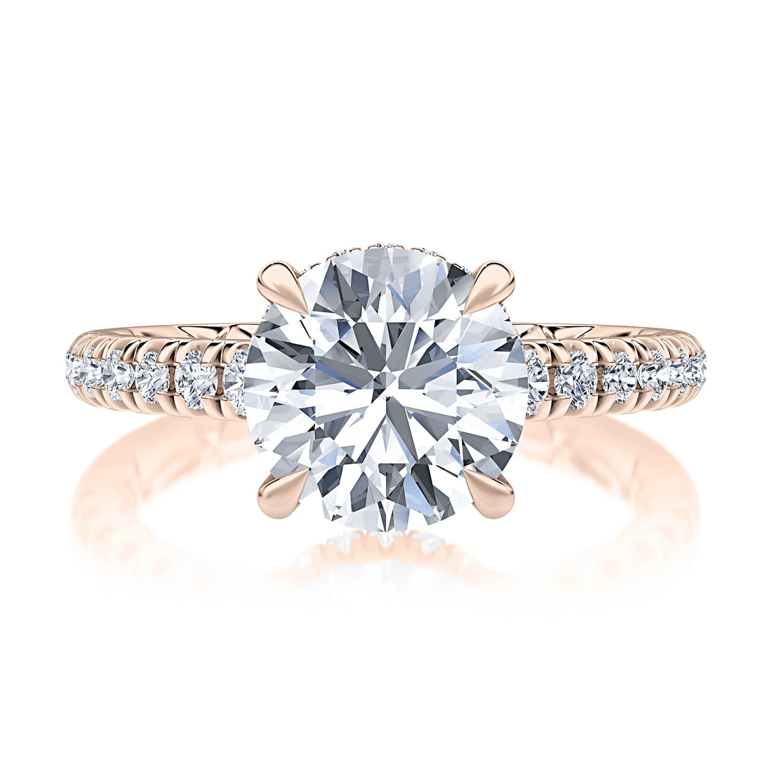 Round Pavé Diamond Engagement Ring