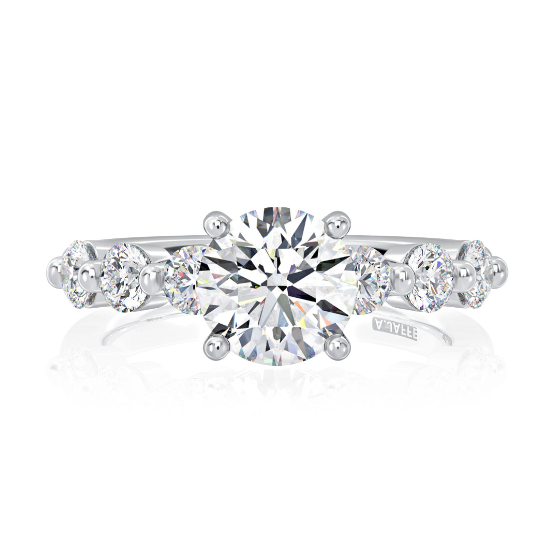 Round Pavé Diamond Engagement Ring