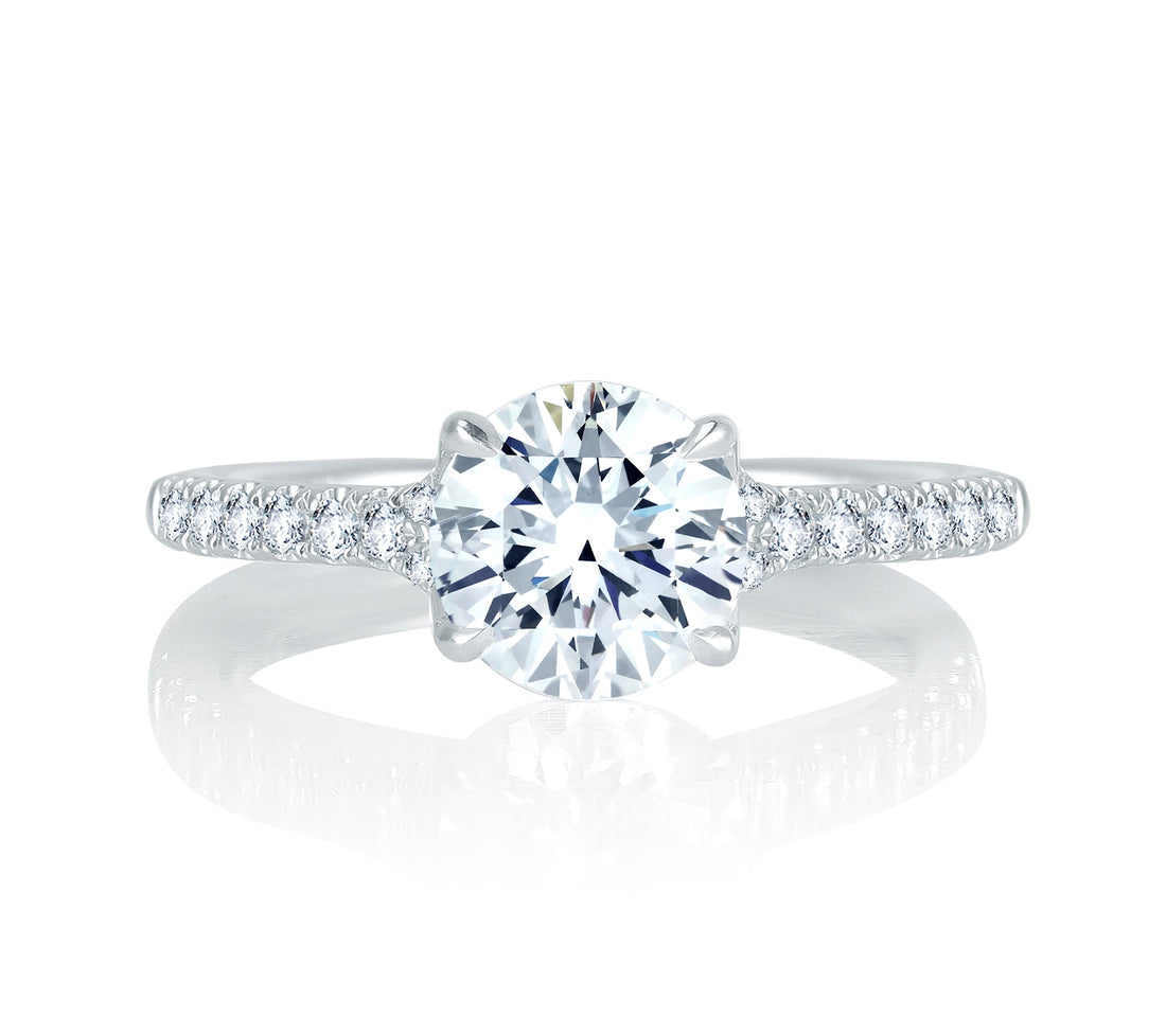 Round Pavé Diamond Engagement Ring